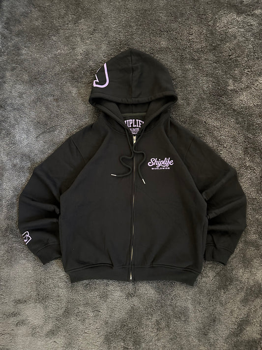 WORLD ZIP HOODIE (BLACK)