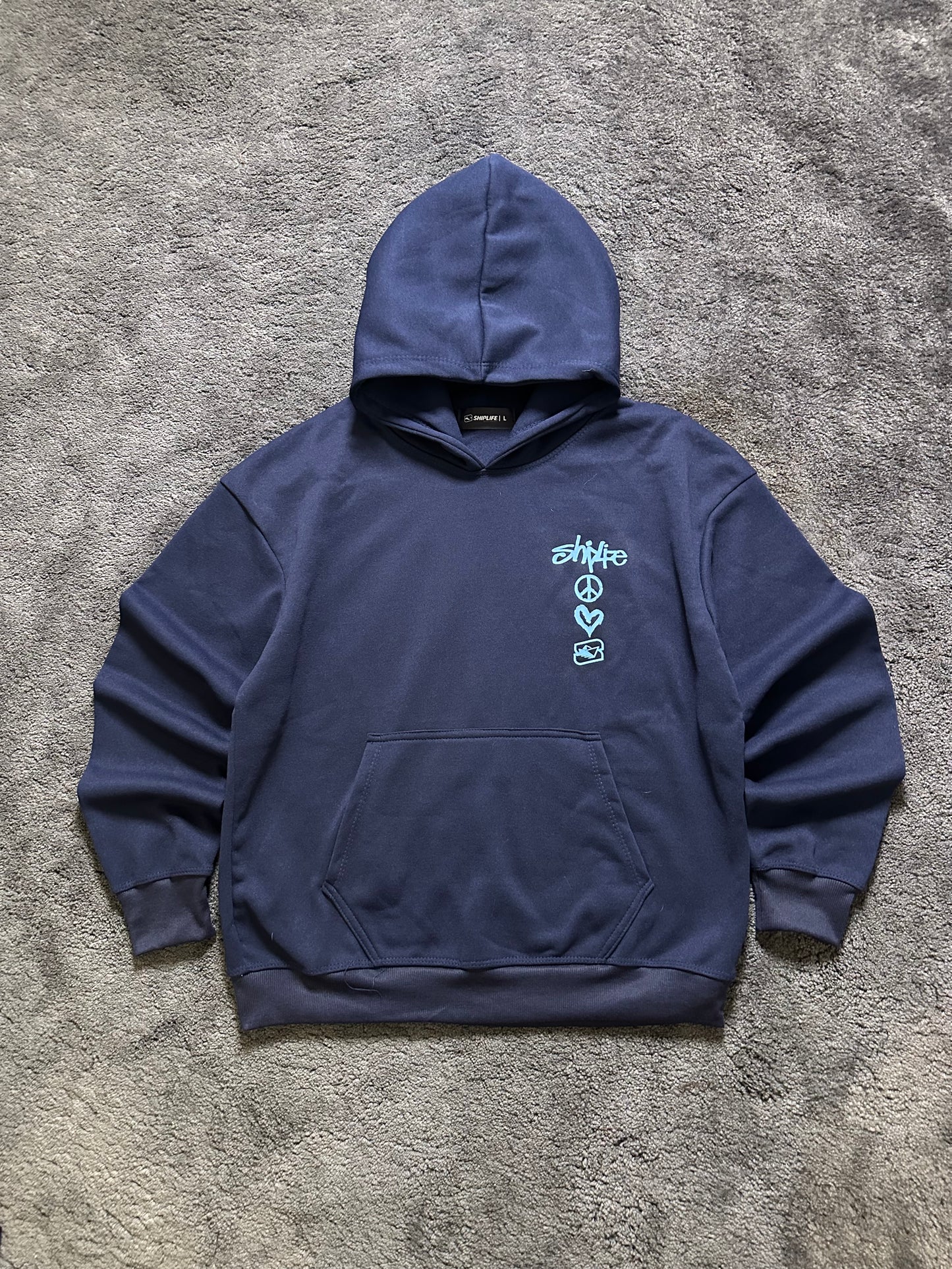 PEACE & LOVE HOODIE (NAVY)