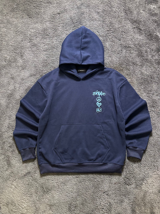 PEACE & LOVE HOODIE (NAVY)